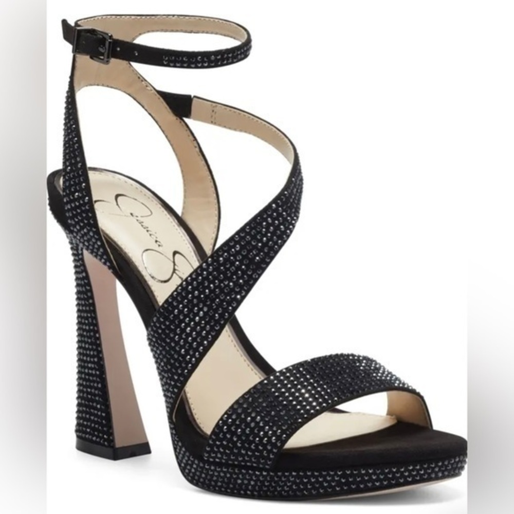 Jessica Simpson Womens Metallic Rhinestone Ankle Strap